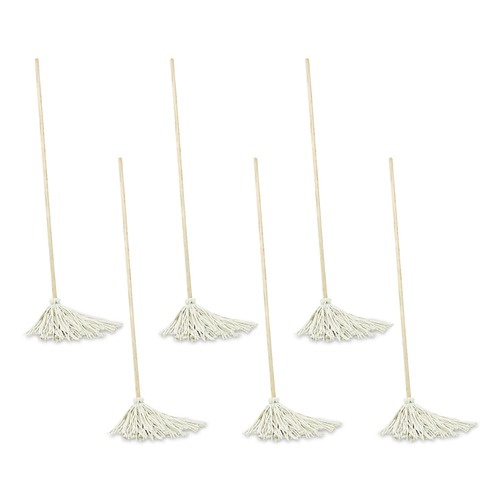 Mops | Boardwalk BWK112C Handle/Deck Mops with No. 12 Head and 48 in. Handle - White Cotton Head/Natural Wood Handle (6/Pack) image number 0