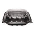 Perforated Roll & Hand Towels | Karat FP-PHC99PP-1C Polypropylene Plastic Hinged Container 9 x 9 x 3 Black/Clear Plastic 50/Pack 3 Packs/Carton image number 4