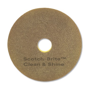 Scotch-Brite 09544 17 in. Diameter Clean and Shine Pad - Brown/Yellow (5/Carton)