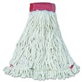 Mop Heads | Rubbermaid Commercial FGA25306WH00 Web Foot Shrinkless Large Cotton/Synthetic Wet Mop Head with 5 in. Headband - White (6/Carton) image number 1