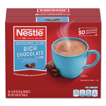 Nestle 12240821 0.28 oz No-Sugar-Added Hot Cocoa Mix Envelopes - Rich Chocolate (30/Box)