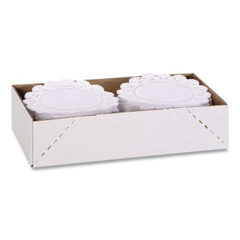 DOILIES | Hoffmaster 500238 10 in. Cambridge Round Lace Doilies - White (1000/Carton)