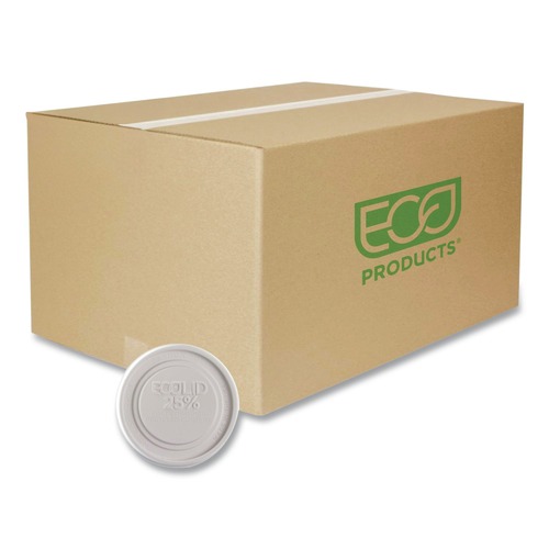 Food Containers & Lids | Eco-Products EP-BRSCLID-L Evolution World EcoLid 25 Percent Recycled Food Container Lid Fits 12 to 32 oz Containers - White (500/Carton) image number 0