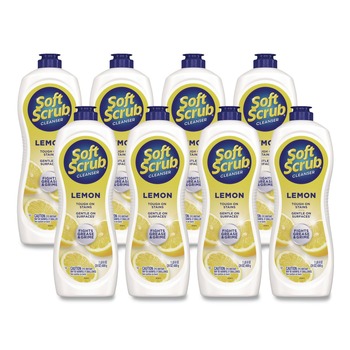 Soft Scrub 23400 07224 All Purpose Cleanser, Lemon Scent, 24 oz Bottle, 8/Carton