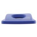 Waste Receptacle Lids | Rubbermaid Commercial FG269288BLUE 20.38 in. x 11.38 in. x 2.75 in. Lid for Slim Jim Bottle Recycling Container - Blue image number 8