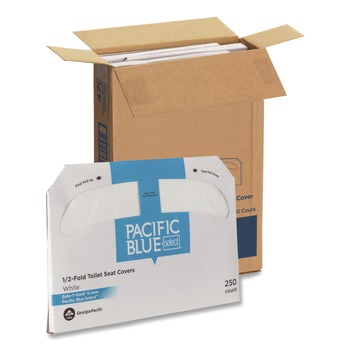 TOILET SEAT COVERS | Georgia Pacific Professional 47052 14.5 in. x 17.44 in. Safe-T-Gard Half-Fold Toilet Seat Covers - White (1000/Carton)