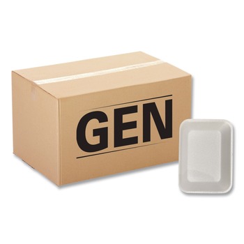 GEN 8PWH 10.8 in. x 8.82 in. x 1.5 in. #8P Meat Trays - White (200/Carton)