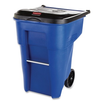 Rubbermaid Commercial FG9W2700BLUE Brute 50 Gallon Square Plastic Rollout Container - Blue
