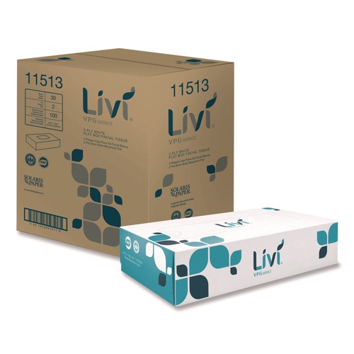 Facial Tissues | Livi VPG Select 11513 2-Ply Flat Box Facial Tissue - White (30 Boxes/Carton) image number 0