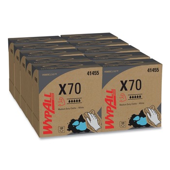 WypAll 41455 X70 9-1/10 in. x 16-4/5 in. Cloths - White (100/Box 10 Boxes/Carton)