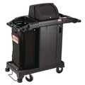 Perforated Roll & Hand Towels | Suncast Commercial HKCCH200 23.25 in. x 53.22 in. x 53.06 in. 1 Shelf Plastic Compact Premium Housekeeping Cart - Black image number 3