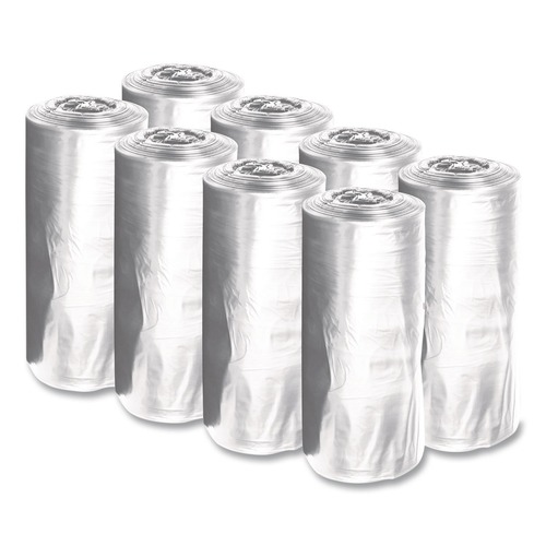 Low-Density Trash Bags | Boardwalk H5645TCKR01 23 Gallon 0.9 mil 28 in. x 45 in. Perforated Roll Linear Low Density Can Liners - Clear (25 Bags/Roll, 8 Rolls/Carton) image number 0