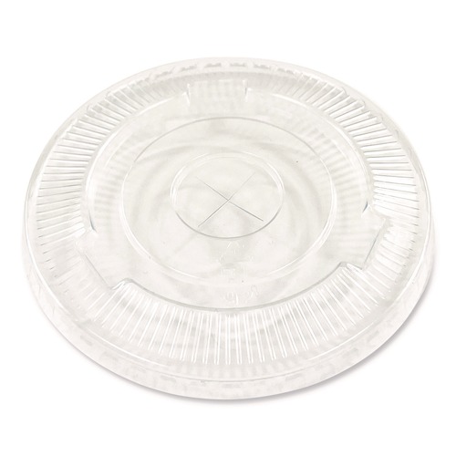Cup Lids | Boardwalk BWKPET910STRAWPK 9 oz. to 10 oz. Crystal-Clear Cold Cup Straw-Slot Lids - Clear (100/Pack) image number 0