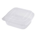 Food Containers & Lids | World Centric KL-CS-8N 8.3 in. x 8.6 in. x 3.1 in. 46 oz. PLA Plastic Hinged Clamshells - Clear (300/Carton) image number 0