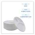 Plates | Boardwalk BWKPLTHIPS10WH3 10 in. Diameter 3-Compartment Hi-Impact Plastic Dinner Plates - White (500/Carton) image number 6