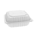 Food Containers & Lids | Pactiv Corp. YCNW0853 EarthChoice 8.5 x 8.5 x 3.1 3-Compartment Plastic Vented Microwavable MFPP Hinged Lid Container - White (146/Carton) image number 3