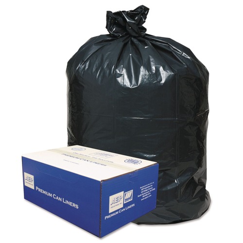 Low-Density Trash Bags | Classic 1507281 33 Gallon 0.63 mil 33 in. x 39 in. Linear Low-Density Can Liners - Black (250/Carton) image number 0