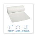 Low-Density Trash Bags | Boardwalk H6036MWKR01 30 in. x 36 in. 30 gal. 0.5 mil Perforated Roll Low-Density Waste Can Liners - White (200/Carton) image number 4