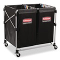 Carts | Rubbermaid Commercial 1881781 Two-Compartment 24.10 in. x 35.70 in. x 34 in. Collapsible X-Cart - Black/Silver image number 1