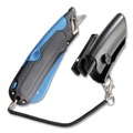 Knives & Multi-Purpose Tools | Cosco 091524 Easycut 6 in. Plastic Handle Self-Retracting Cutter with Safety-Tip Blade Holster and Lanyard - Black/Blue image number 3