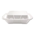 Food Containers & Lids | Plastifar 12083 9 in. x 10 in. x 3 in. 3-Compartment Foam Hinged Lid Containers - White (200/Carton) image number 3
