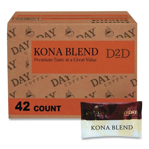 Coffee - Caffeinated | Day to Day Coffee 23002 1.5 oz. Pack 100 Percent Pure Coffee - Kona Blend (42 Packs/Carton) image number 0