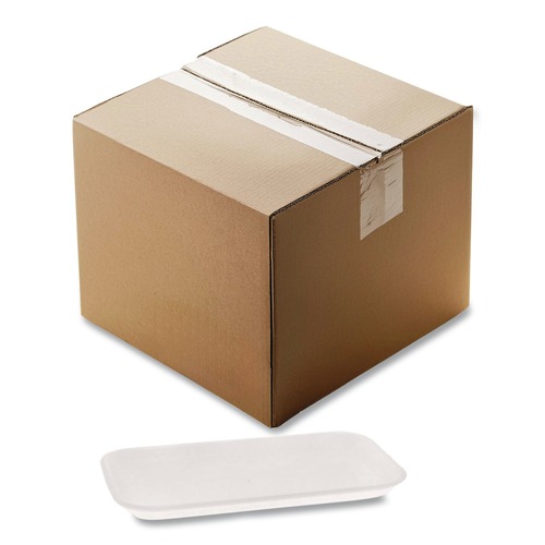 Food Containers & Lids | Pactiv Corp. 51P117S #17S 8.3 in. x 4.8 in. x 0.65 in. Foam Supermarket Tray - White (1000/Carton) image number 0