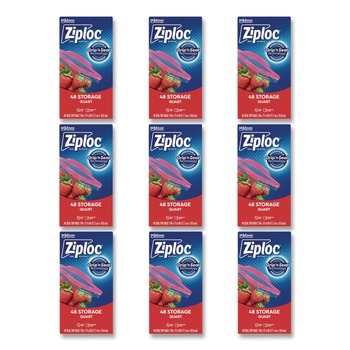 Ziploc 351317 1 Quart 1.75 mil. 9.63 in. x 8.5 in. Double Zipper Storage Bags - Clear (9/Carton)