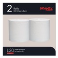 Perforated Roll & Hand Towels | WypAll 05820 L30 Center-Pull Roll 9.8 in. x 15.2 in. Towels - White (300/Roll, 2 Rolls/Carton) image number 2