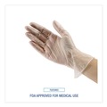 Janitorial Disposable & Single Use Gloves | Boardwalk BWK361LBX 3.6 mil Thick Powder-Free Exam Vinyl Gloves - Large, Clear (100/Box) image number 7