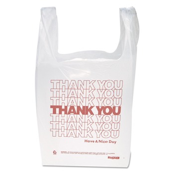 PRODUCTS | Inteplast Group THW1VAL 11-1/2 in. x 21 in. Polyethylene Thank You Handled T-Shirt Bags - White (900/Carton)