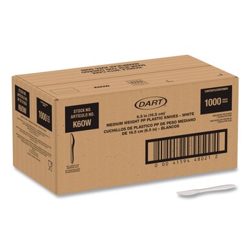TABLETOP | SOLO K6OW Style Setter Medium Weight Polypropylene Knife Cutlery - White (1000/Carton)