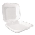 Food Containers & Lids | Plastifar 12095 9 in. x 9 in. x 3 in. Secure Two Tab Latch Poly Bag Foam Hinged Lid Container - White (200/Carton) image number 0