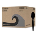 Disposable Spoons | Boardwalk BWKTSHWPSBIW Heavyweight Wrapped Polystyrene Teaspoon Cutlery - Black (1000/Carton) image number 0