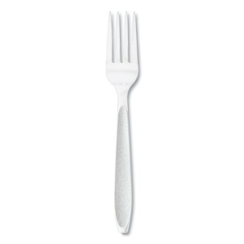 Disposable Forks | SOLO HSWFX-0007 Impress Heavyweight Full-Length Polystyrene Cutlery Fork - White (100/Box) image number 0