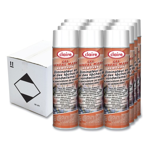Paint, Graffiti & Gum Removers | Claire CL880 15 oz. Aerosol Spray Gel Vandal Mark Remover (12/Carton) image number 0