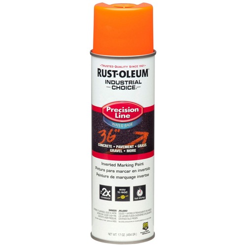 Paint & Paint Supplies | Rust-Oleum RST203036CT 17 oz. Aerosol Can Industrial Choice Precision Line Marking Paint - Flat Fluorescent Orange (12/Carton) image number 0