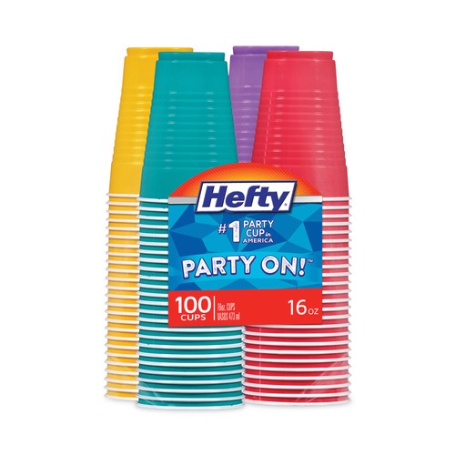 Cups | Hefty C2-1637 16 oz. Easy Grip Disposable Plastic Party Cups - Assorted Colors (400/Carton) image number 0