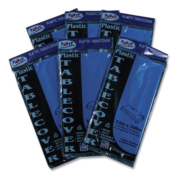 Tablemate 549BL Heavyweight Plastic 54 in. x 108 in. Table Set Rectangular Table Cover - Blue (6/Pack)