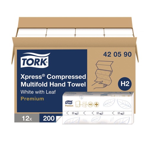Perforated Roll & Hand Towels | Tork 420590 1-Ply 8.3 in. x 9.45 in. Xpress Compressed Multifold Hand Towels - White (12/Carton) image number 0