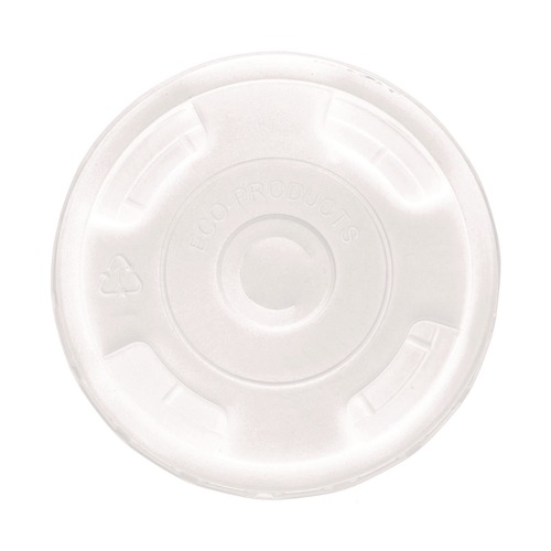 Cup Lids | Eco-Products EP-CRFL BlueStripe Recycled Content 9 oz. to 24 oz. Cold Cup Flat Lids - Clear (10 Packs/Carton, 100/Pack) image number 0