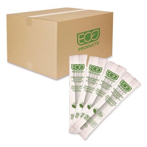 Disposable Forks | Eco-Products EP-S012-W Plantware 6 in. Fork Compostable Cutlery - White (1000/Carton) image number 0