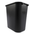 Indoor Waste Receptacles | Rubbermaid Commercial FG295600BLA 7-Gallon Rectangular Deskside Wastebasket - Black image number 2