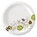 Plates | Dixie UX7WS Pathways Soak-Proof Shield WiseSize 6.88 in. Paper Plates - Green/Burgundy (500/Carton) image number 0