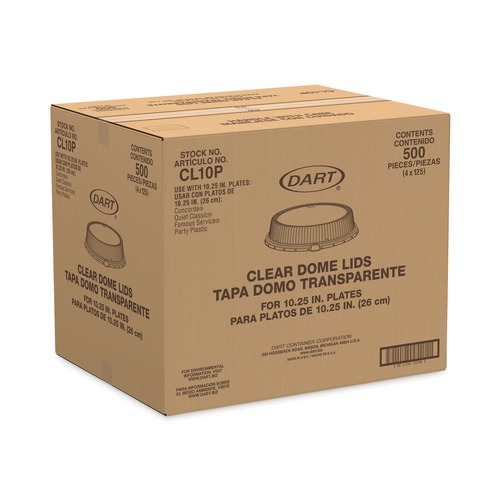 Food Containers & Lids | Dart CL10P Plastic Dome Covers fit 10 in. Disposable Plates - Clear (500/Carton) image number 0