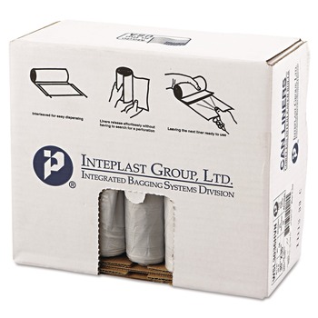 Inteplast Group WSL3036HVN 30 gal. 0.58 mil 30 in. x 36 in. Low-Density Commercial Can Liners - Clear (25 Bags/Roll, 10 Rolls/Carton)