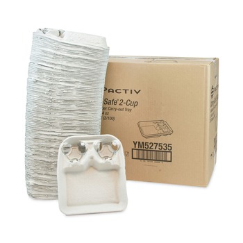 CUP TRAYS | Pactiv Corp. YM527535 EarthChoice 8 oz to 24 oz Carry-Safe Beverage Carrier - Natural (200/Carton)