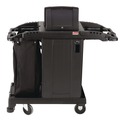 Perforated Roll & Hand Towels | Suncast Commercial HKCCH200 23.25 in. x 53.22 in. x 53.06 in. 1 Shelf Plastic Compact Premium Housekeeping Cart - Black image number 0