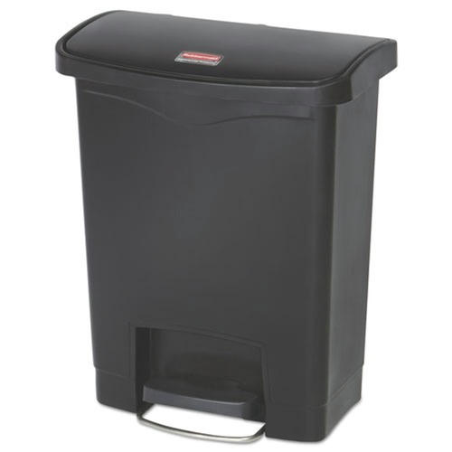 Indoor Waste Receptacles | Rubbermaid Commercial 1883609 Streamline 8-Gallon Front Step Style Resin Step-On Container - Black image number 0