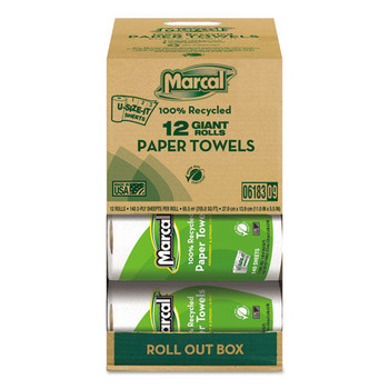 PRODUCTS | Marcal 6183 11 in. x 5.5 in. 2-Ply Roll Out Box 100 Percent Premium Recycled Kitchen Roll Towels - White (12/Carton)